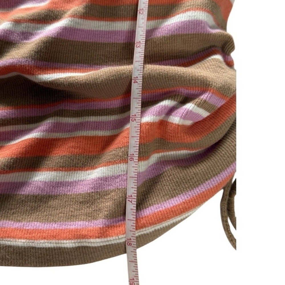 Aerie Women's Striped Crop Top Size L Pink Brown Sleeveless Tie Side Casual - Picture 7 of 8